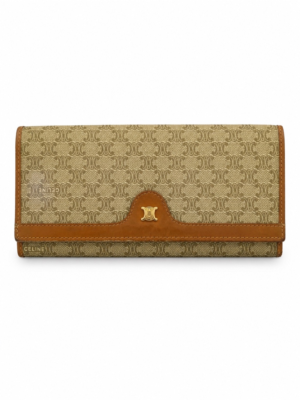 Celine Triomphe Macadam Vintage Wallet Long Snap Kisslock